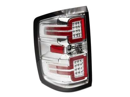 Raxiom LED Tail Lights with Sequential Turn Signals; Chrome Housing; Clear Lens (14-18 Silverado 1500 w/ Factory Halogen Tail Lights)