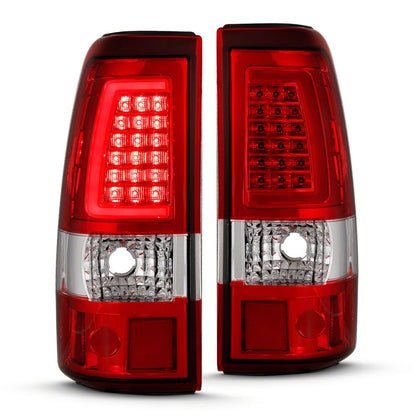 Raxiom Axial Series LED Tail Lights; Chrome Housing; Red/Clear Lens (99-02 Silverado 1500 Fleetside)