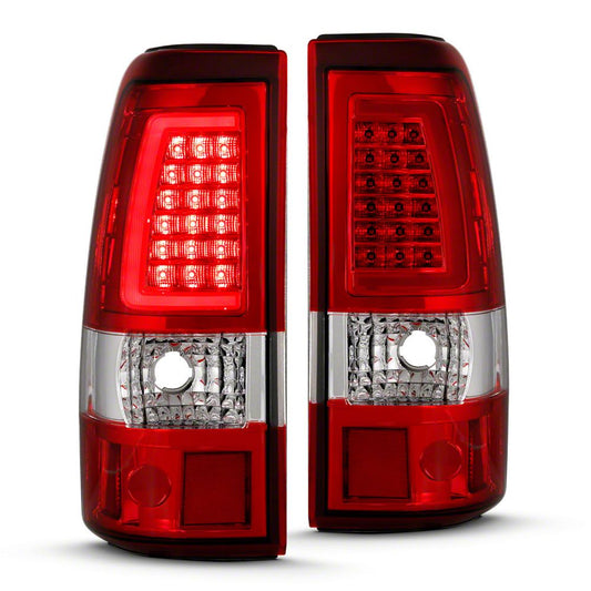 Raxiom Axial Series LED Tail Lights; Chrome Housing; Red/Clear Lens (99-02 Silverado 1500 Fleetside)