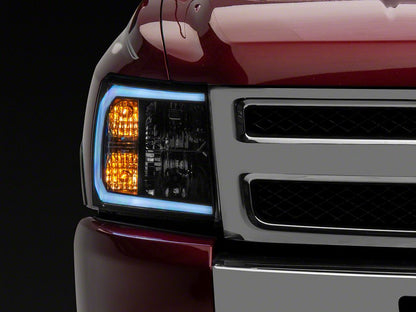 Raxiom Axial Series Headlights with LED Bar; Black Housing; Clear Lens (07-13 Silverado 1500)