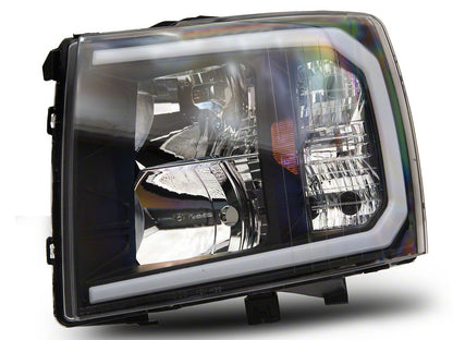 Raxiom Axial Series Headlights with LED Bar; Black Housing; Clear Lens (07-13 Silverado 1500)
