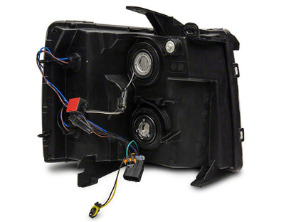 Raxiom Axial Series Headlights with LED Bar; Black Housing; Clear Lens (07-13 Silverado 1500)