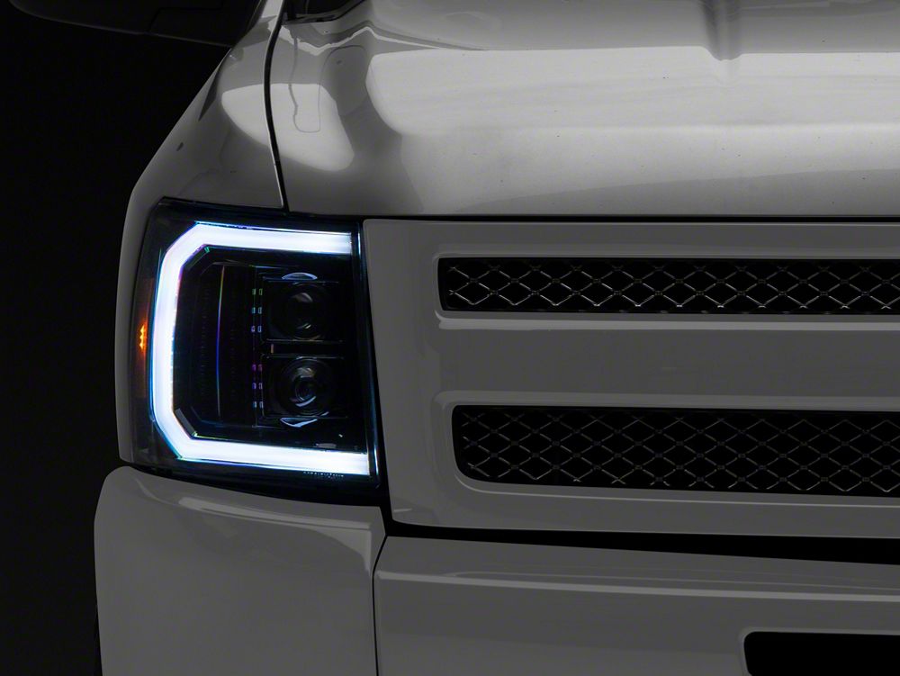 Raxiom LED Halo Surround Headlights; Black Housing; Clear Lens (07-13 Silverado 1500)