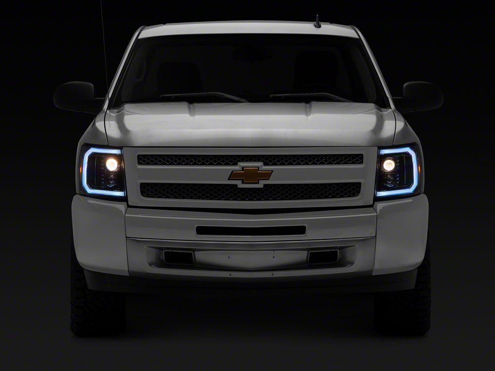 Raxiom LED Halo Surround Headlights; Black Housing; Clear Lens (07-13 Silverado 1500)