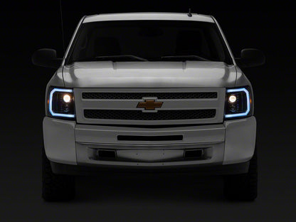 Raxiom LED Halo Surround Headlights; Black Housing; Clear Lens (07-13 Silverado 1500)