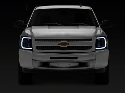 Raxiom LED Halo Surround Headlights; Black Housing; Clear Lens (07-13 Silverado 1500)