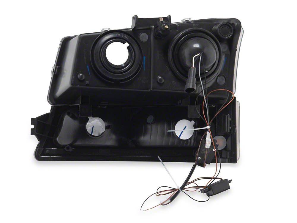 Raxiom LED Light Bar OE Style Projector Headlights with Bumper Lights; Black Housing; Clear Lens (03-06 Silverado 1500)