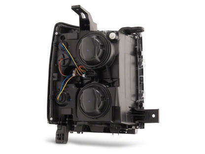 Raxiom OE Style Projector Headlights with Chrome Trim; Black Housing; Clear Lens (14-15 Silverado 1500)