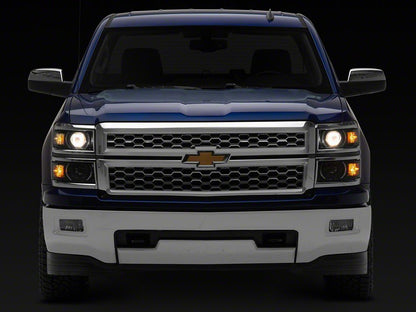 Raxiom OE Style Projector Headlights with Chrome Trim; Black Housing; Clear Lens (14-15 Silverado 1500)