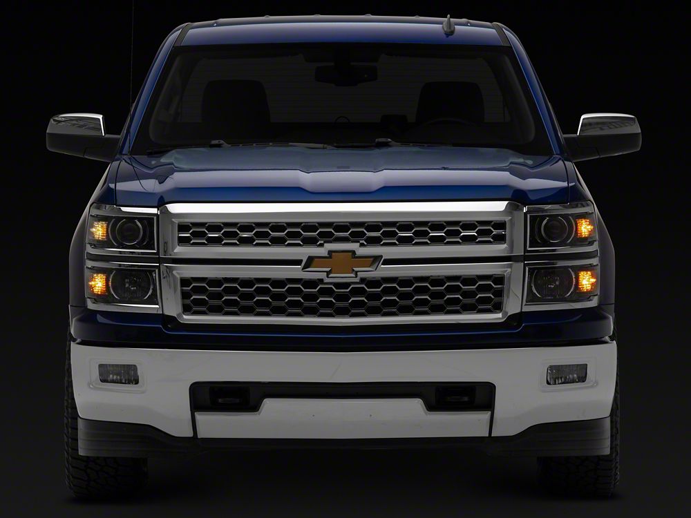 Raxiom OE Style Projector Headlights with Chrome Trim; Black Housing; Clear Lens (14-15 Silverado 1500)