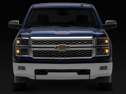 Raxiom OE Style Projector Headlights with Chrome Trim; Black Housing; Clear Lens (14-15 Silverado 1500)
