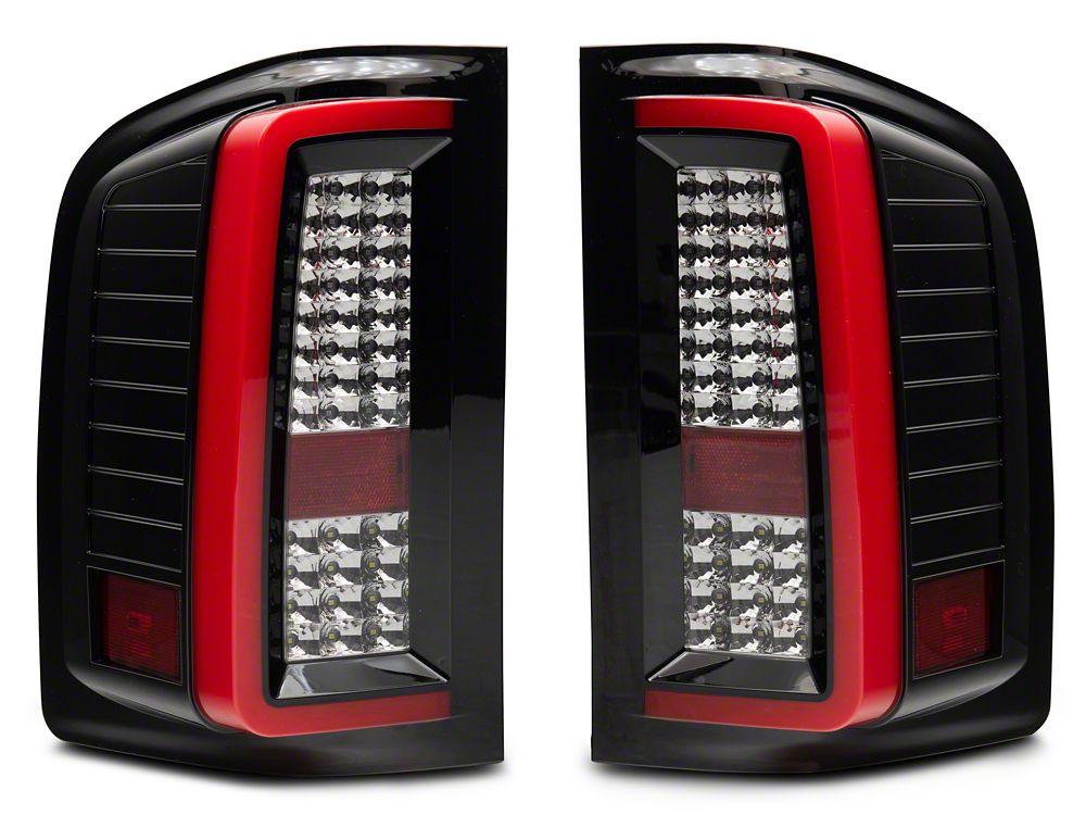 Raxiom Super White LED Halo Projector Headlights with G2 LED Tail Lights; Black Housing; Clear Lens (07-13 Silverado 1500)