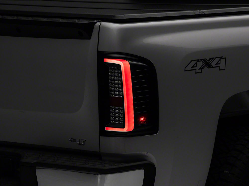 Raxiom Super White LED Halo Projector Headlights with G2 LED Tail Lights; Black Housing; Clear Lens (07-13 Silverado 1500)