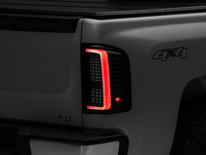Raxiom Super White LED Halo Projector Headlights with G2 LED Tail Lights; Black Housing; Clear Lens (07-13 Silverado 1500)