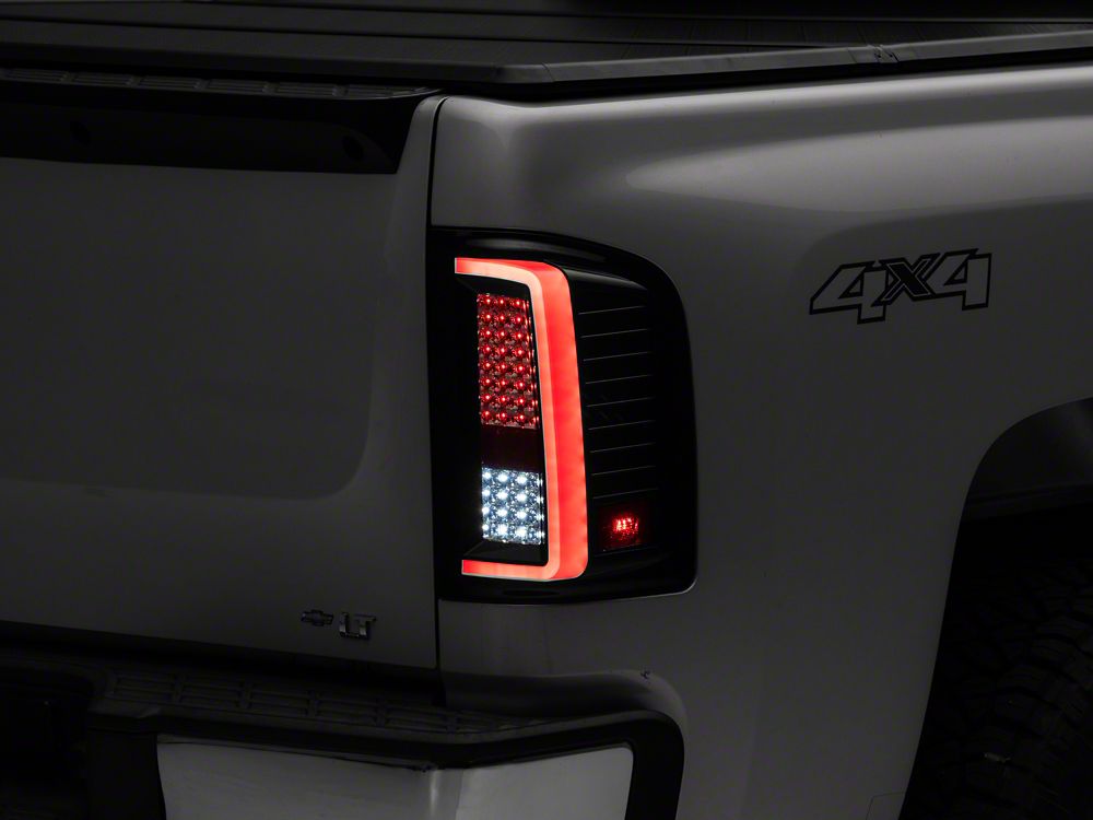 Raxiom Super White LED Halo Projector Headlights with G2 LED Tail Lights; Black Housing; Clear Lens (07-13 Silverado 1500)
