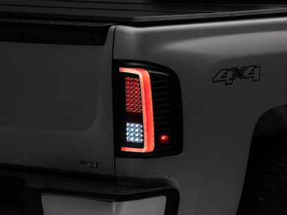 Raxiom Super White LED Halo Projector Headlights with G2 LED Tail Lights; Black Housing; Clear Lens (07-13 Silverado 1500)