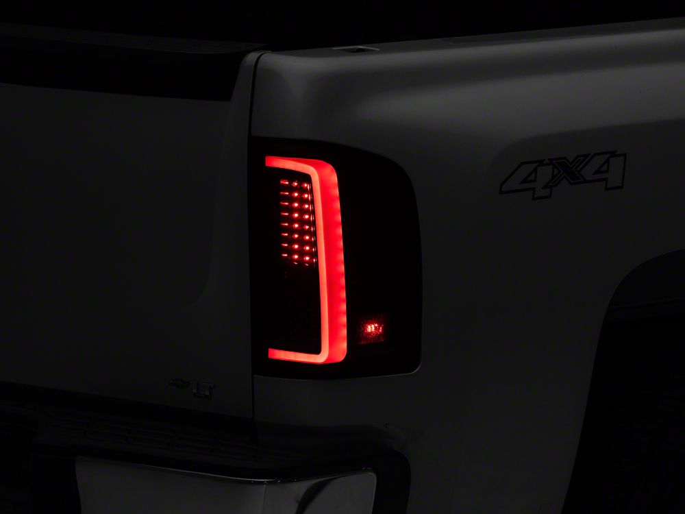 Raxiom Super White LED Halo Projector Headlights with G2 LED Tail Lights; Black Housing; Clear Lens (07-13 Silverado 1500)