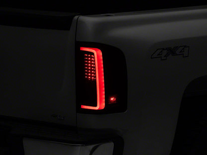 Raxiom Super White LED Halo Projector Headlights with G2 LED Tail Lights; Black Housing; Clear Lens (07-13 Silverado 1500)