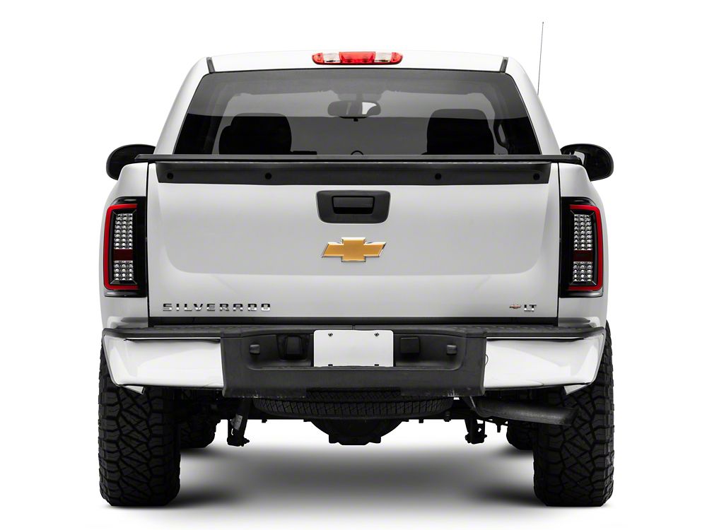 Raxiom Super White LED Halo Projector Headlights with G2 LED Tail Lights; Black Housing; Clear Lens (07-13 Silverado 1500)