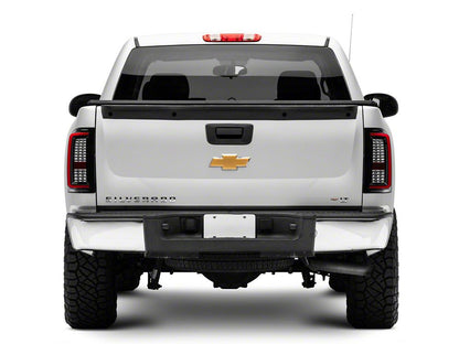 Raxiom Super White LED Halo Projector Headlights with G2 LED Tail Lights; Black Housing; Clear Lens (07-13 Silverado 1500)