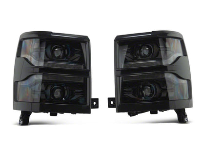 Raxiom CXR Series V2 LED Projector Headlights with Black Trim; Black Housing; Clear Lens (14-15 Silverado 1500)
