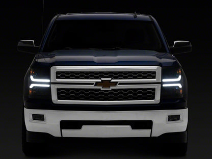 Raxiom CXR Series V2 LED Projector Headlights with Black Trim; Black Housing; Clear Lens (14-15 Silverado 1500)