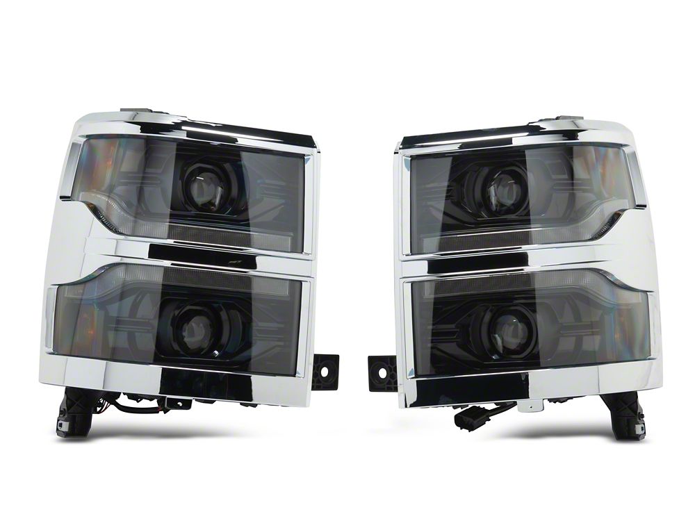 Raxiom CXR Series V2 LED Projector Headlights with Chrome Trim; Black Housing; Clear Lens (14-15 Silverado 1500)