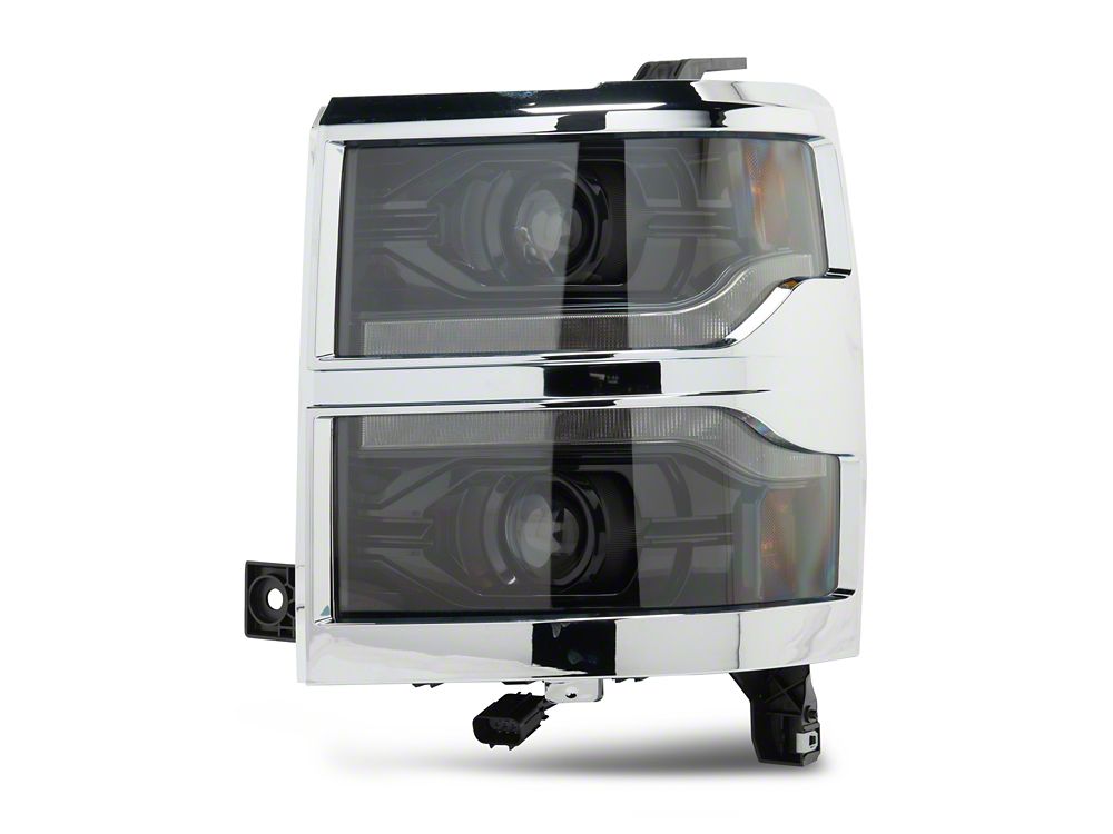Raxiom CXR Series V2 LED Projector Headlights with Chrome Trim; Black Housing; Clear Lens (14-15 Silverado 1500)