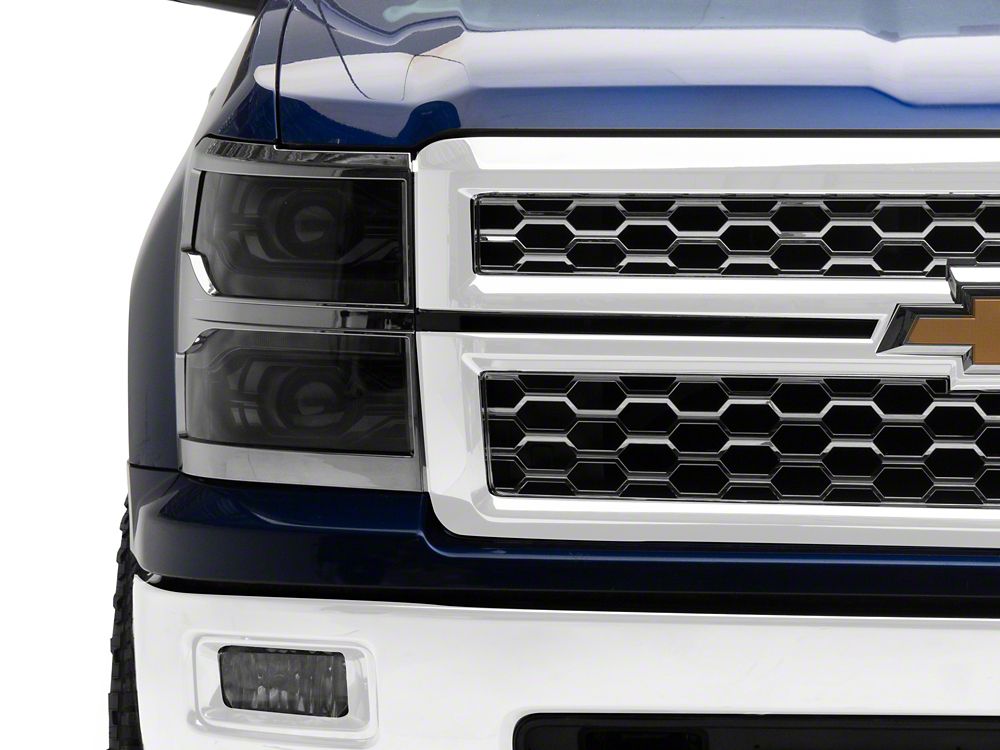 Raxiom CXR Series V2 LED Projector Headlights with Chrome Trim; Black Housing; Clear Lens (14-15 Silverado 1500)