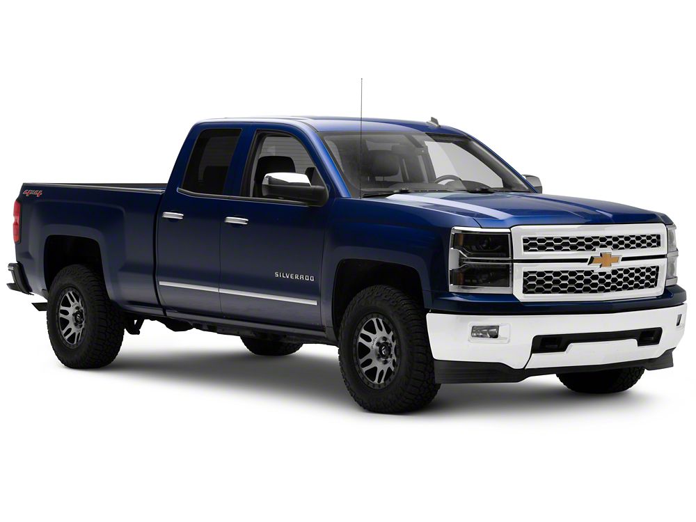 Raxiom CXR Series V2 LED Projector Headlights with Chrome Trim; Black Housing; Clear Lens (14-15 Silverado 1500)