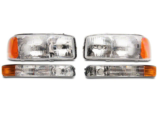 Raxiom Axial Series OEM Style Replacement Headlights; Chrome Housing; Clear Lens (99-06 Sierra 1500)