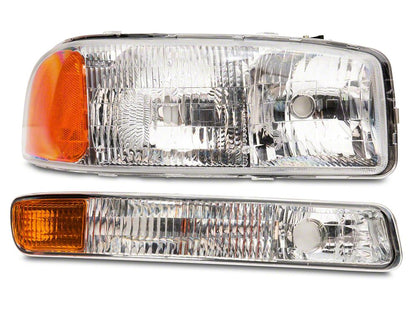 Raxiom Axial Series OEM Style Replacement Headlights; Chrome Housing; Clear Lens (99-06 Sierra 1500)
