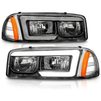 Raxiom Axial Series LED DRL Headlights; Black Housing; Clear Lens (99-06 Sierra 1500)