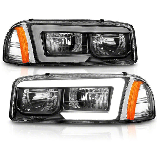 Raxiom Axial Series LED DRL Headlights; Black Housing; Clear Lens (99-06 Sierra 1500)