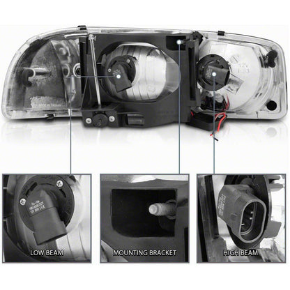Raxiom Axial Series LED DRL Headlights; Black Housing; Clear Lens (99-06 Sierra 1500)