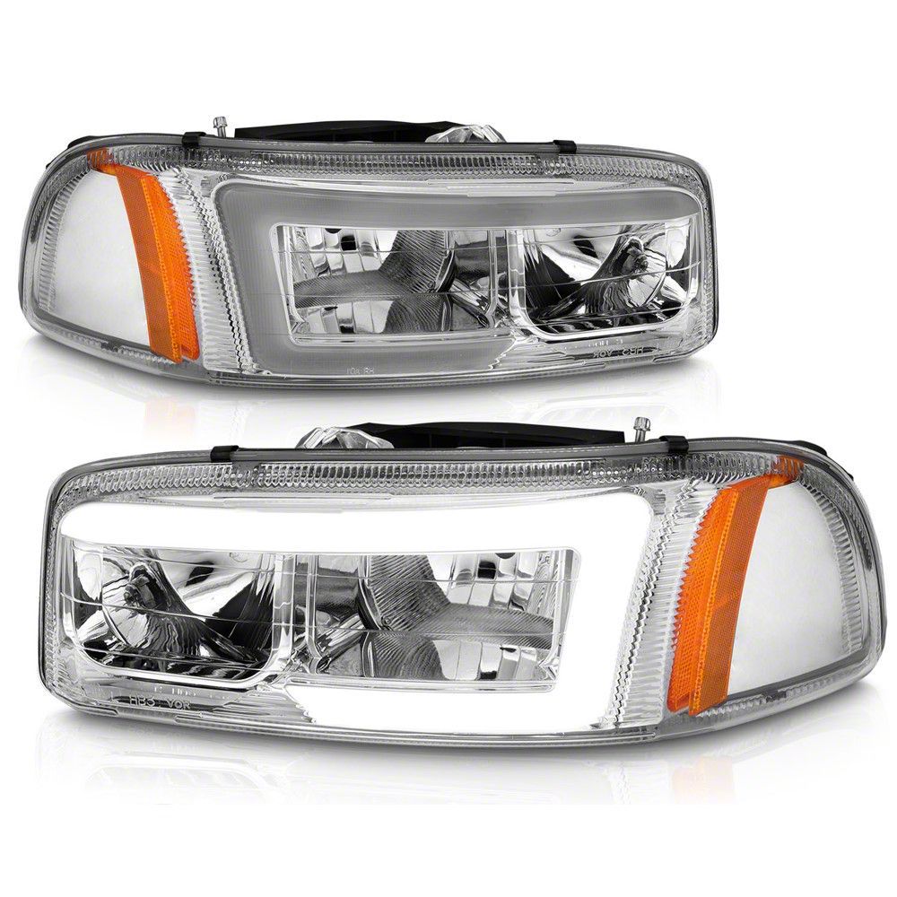 Raxiom Axial Series LED DRL Headlights; Chrome Housing; Clear Lens (99-06 Sierra 1500)