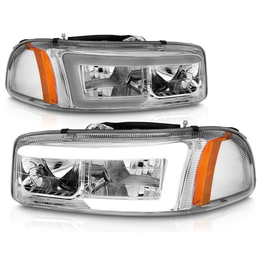 Raxiom Axial Series LED DRL Headlights; Chrome Housing; Clear Lens (99-06 Sierra 1500)