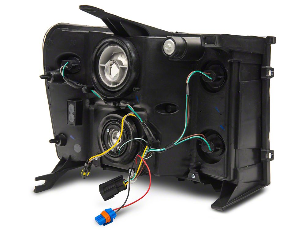 Raxiom Axial Series Headlights with LED Bar; Black Housing; Clear Lens (07-13 Sierra 1500)