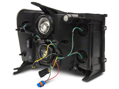 Raxiom Axial Series Headlights with LED Bar; Black Housing; Clear Lens (07-13 Sierra 1500)