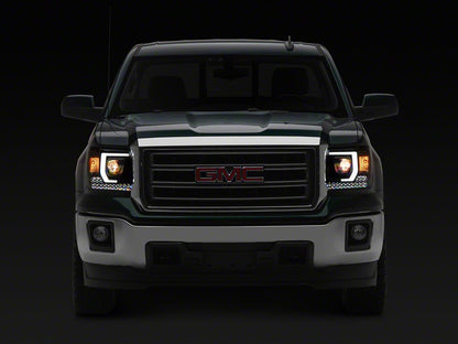 Raxiom Axial Series Projector Headlights; Black Housing; Clear Lens (14-15 Sierra 1500 w/ Factory Halogen Headlights)