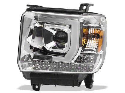 Raxiom Axial Series Projector Headlights; Chrome Housing; Clear Lens (14-15 Sierra 1500 w/ Factory Halogen Headlights)