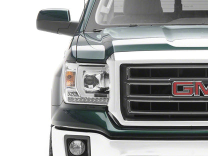 Raxiom Axial Series Projector Headlights; Chrome Housing; Clear Lens (14-15 Sierra 1500 w/ Factory Halogen Headlights)