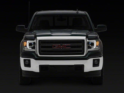 Raxiom Axial Series Projector Headlights; Chrome Housing; Clear Lens (14-15 Sierra 1500 w/ Factory Halogen Headlights)