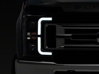 Raxiom Axial Series LED DRL Projector Headlights; Black Housing; Clear Lens (17-19 F-250 Super Duty w/ Factory Halogen Headlights)