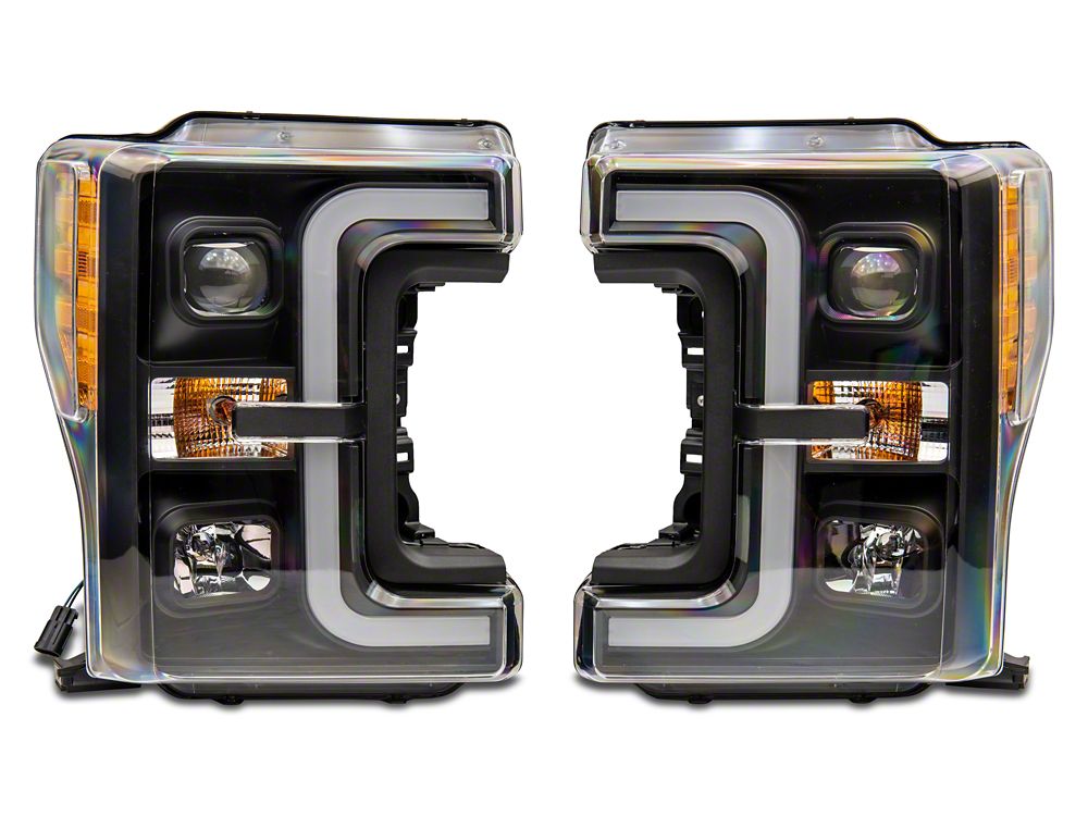Raxiom Axial Series LED DRL Projector Headlights; Black Housing; Clear Lens (17-19 F-250 Super Duty w/ Factory Halogen Headlights)