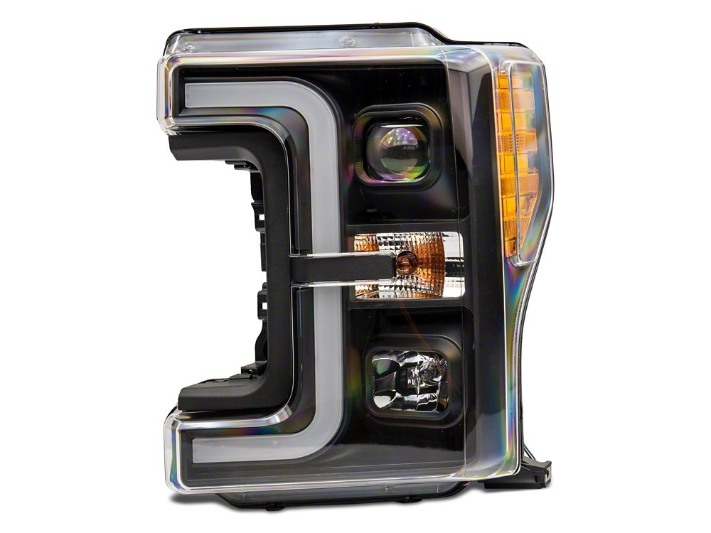 Raxiom Axial Series LED DRL Projector Headlights; Black Housing; Clear Lens (17-19 F-250 Super Duty w/ Factory Halogen Headlights)
