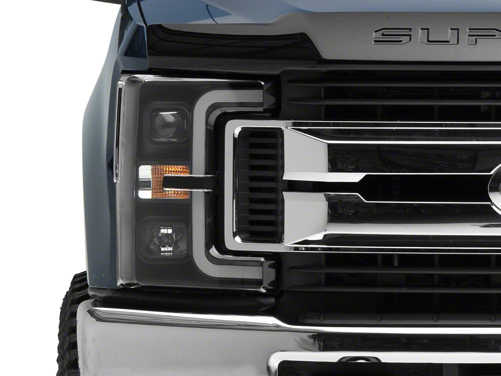 Raxiom Axial Series LED DRL Projector Headlights; Black Housing; Clear Lens (17-19 F-250 Super Duty w/ Factory Halogen Headlights)