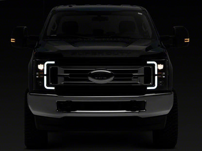 Raxiom Axial Series LED DRL Projector Headlights; Black Housing; Clear Lens (17-19 F-250 Super Duty w/ Factory Halogen Headlights)