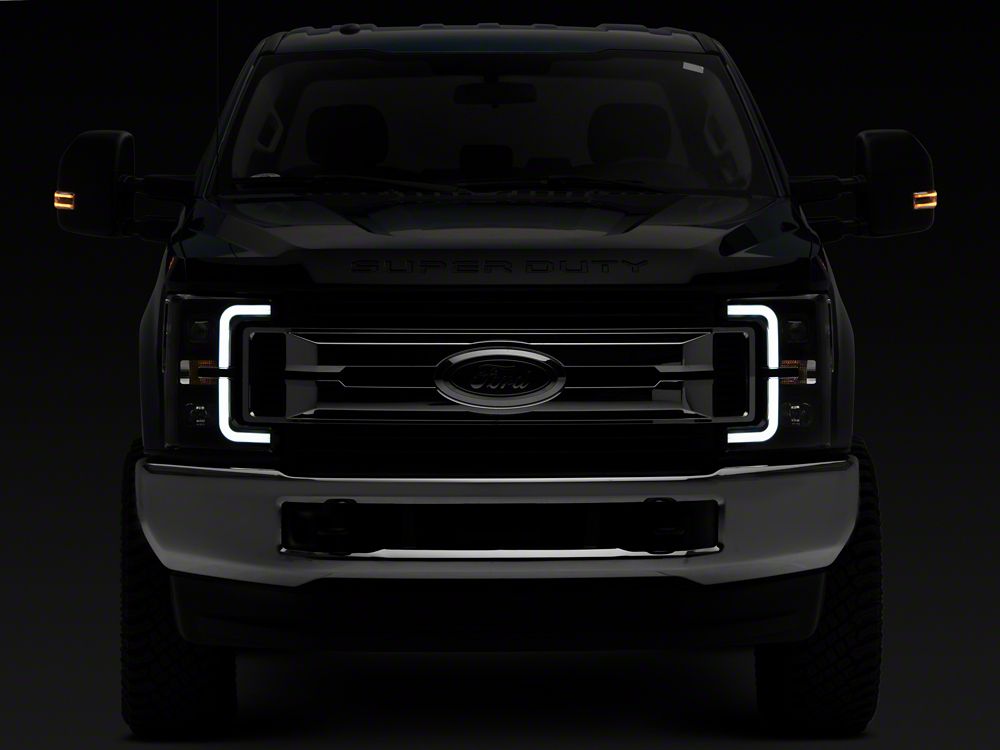 Raxiom Axial Series LED DRL Projector Headlights; Black Housing; Clear Lens (17-19 F-250 Super Duty w/ Factory Halogen Headlights)