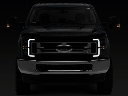 Raxiom Axial Series LED DRL Projector Headlights; Black Housing; Clear Lens (17-19 F-250 Super Duty w/ Factory Halogen Headlights)